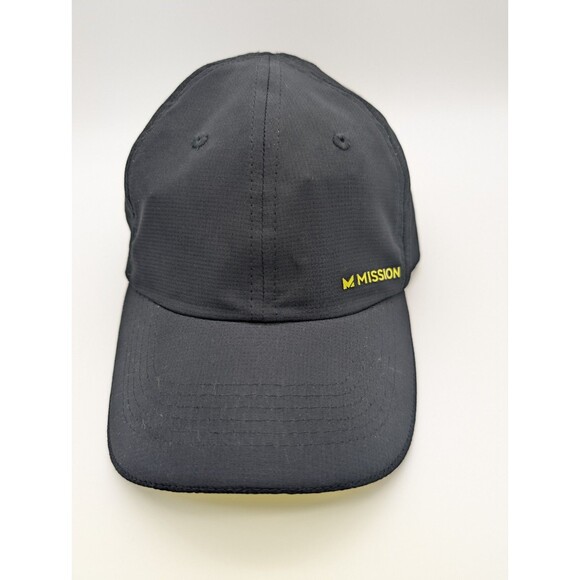 Mission Hat Cap Strap Back Black Performance Athletic Cooling Polyester Mens - Picture 1 of 9